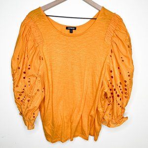 Eyelet Lace Puff Sleeve Top from EXPRESS